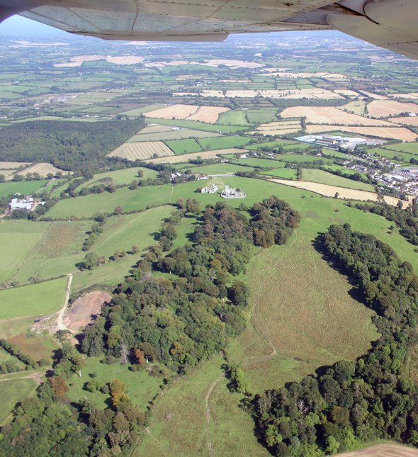 Aerial view of the Hill of Slane from west